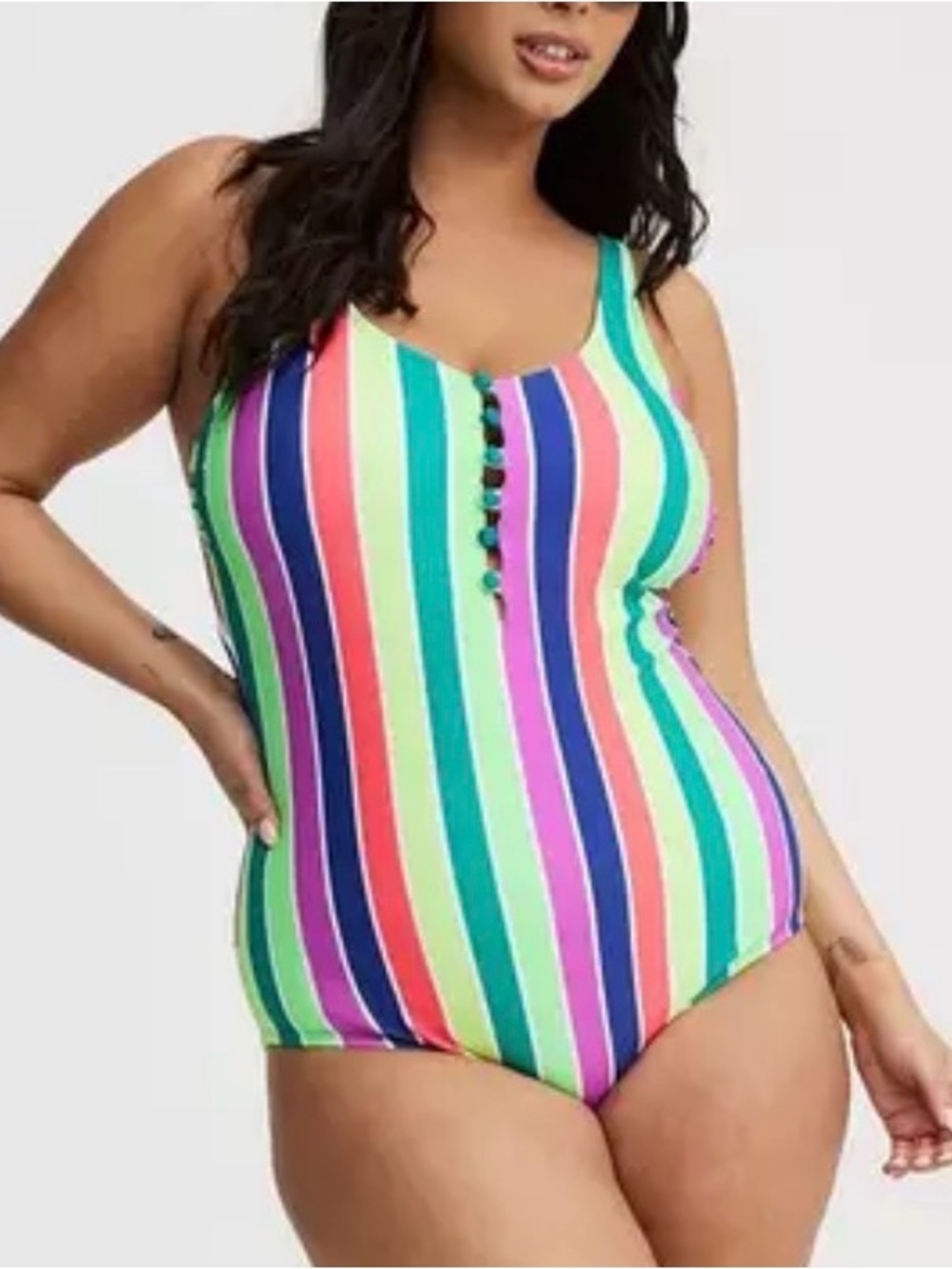 NWT Torrid Wire-Free Button-Front Plunge Cheeky One Piece Swimsuit Size 4 26 4X